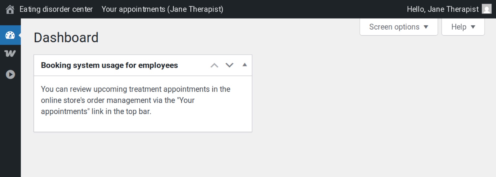 Clinician admin dashboard