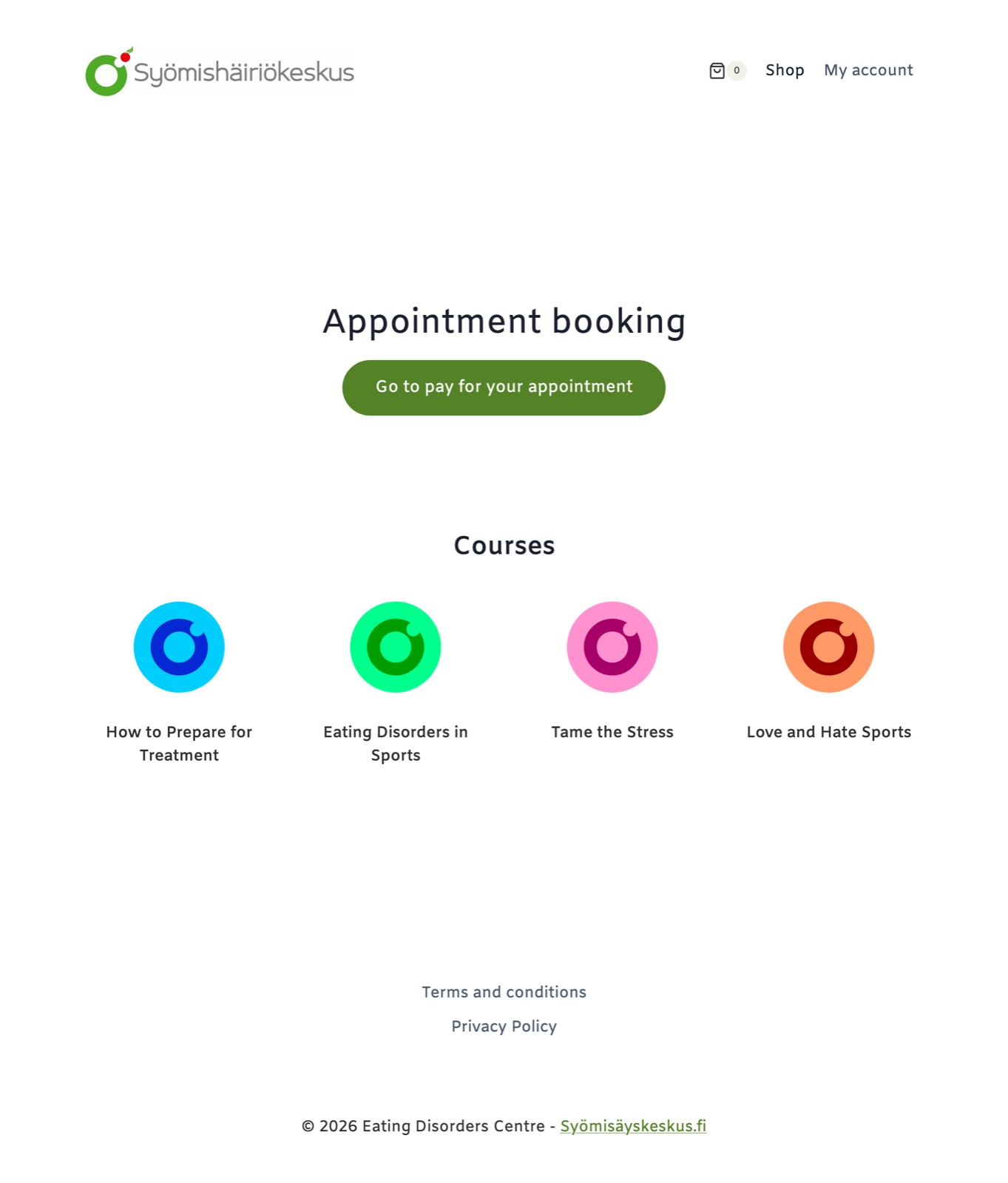 Clinician appointment e-checkout and online course booking system